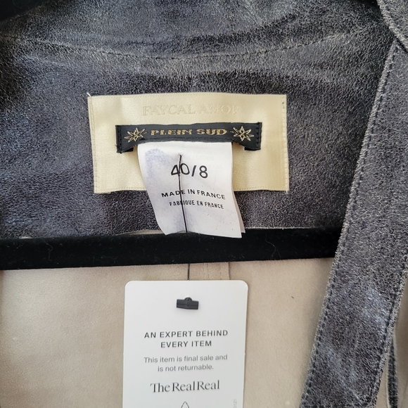 Plein Sud Faycal Amor Black Leather Jacket Top Combo Size 8 Grey Buckle Designer - Picture 3 of 14